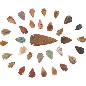 Lot of 32 Indian Arrowheads Points Agate Chert Flint New Project Points (31) 1-1.5" & (1) 3"