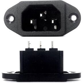 Screw Mount AC Power Inlet with Solder Tabs, Socket Type, 2 Pack