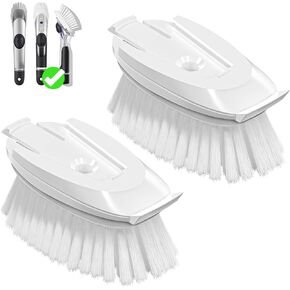 Dish Brush with Handle, 2 Pack Kitchen Scrub Brushes for OXO Dish Brush Refill Cleaning Kitchen and Household Dish Scrubber Replacement Head for Sink, Pots, Pans