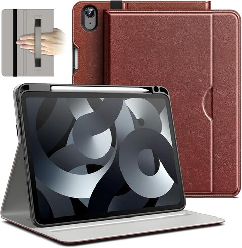 حافظة JETech لجهاز iPad Air 11 بوصة M2 (2024)، iPad Air 5/4 (10.9 بوصة، موديل 2022/2020، 5th/4)، جيب غطاء تابلت واقٍ من جلد البولي يوريثان، عرض متعدد الزوايا (أسود) in Saudi Arabia
