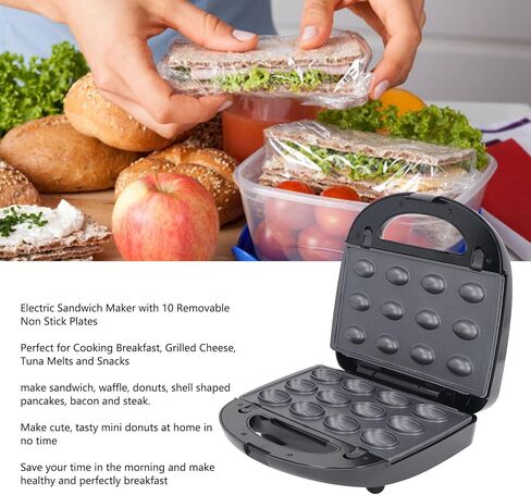 750W Sandwich Maker with 6 different moulded trays, Grilled Cheese Maker with non stick cooking surface, Electric Sandwich Maker double sided heating for Breakfast (US) in Saudi Arabia