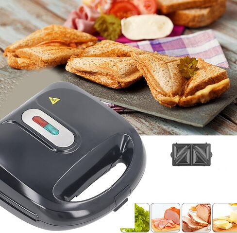 750W Sandwich Maker with 6 different moulded trays, Grilled Cheese Maker with non stick cooking surface, Electric Sandwich Maker double sided heating for Breakfast (US) in Saudi Arabia