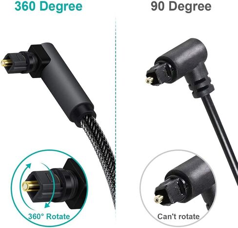 EMK كابل بصري Toslink 90 درجة 24K-موصل ذهبي 360 درجة كابل ألياف ضوئية دوار حر 360 درجة S/PDIF Toslink ذكر إلى كابل ذكر للمسرح المنزلي، شريط الصوت، التلفزيون، PS4، Xbox (أزرق، 3.3 قدم/1 متر) in Kuwait
