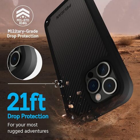 سلسلة Pelican Shield - حافظة iPhone 13 Pro مقاس 6.1 بوصة [متوافقة مع الشحن اللاسلكي] حافظة هاتف واقية لهاتف iPhone 13 Pro مع حامل بمشبك حزام [حماية من السقوط بدرجة 21 قدمًا] - أسود in Kuwait
