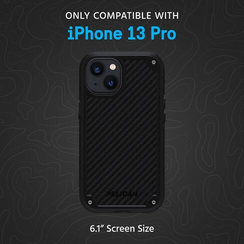 سلسلة Pelican Shield - حافظة iPhone 13 Pro مقاس 6.1 بوصة [متوافقة مع الشحن اللاسلكي] حافظة هاتف واقية لهاتف iPhone 13 Pro مع حامل بمشبك حزام [حماية من السقوط بدرجة 21 قدمًا] - أسود in Kuwait