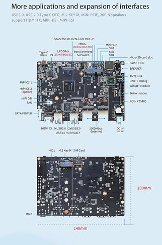 Banana Pi BPI-F3 Acrylic Developer Kit 16GB RAM 128GB ROM- Industrial Grade RISC-V SBC, 2.0 Tops 2xGbE Ethernet prot - Armbian Bianbu in Saudi Arabia