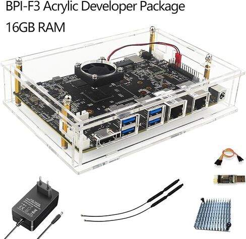 Banana Pi BPI-F3 Acrylic Developer Kit 16GB RAM 128GB ROM- Industrial Grade RISC-V SBC, 2.0 Tops 2xGbE Ethernet prot - Armbian Bianbu in Saudi Arabia