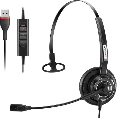 Trucker Bluetooth Headset, V5.0 Noise Cancelling Wireless Headset with Microphone, On Ear Hands-Free Bluetooth Headphone for iPhone Samsung Cell Phone Call Center Home Office Skype in Kuwait