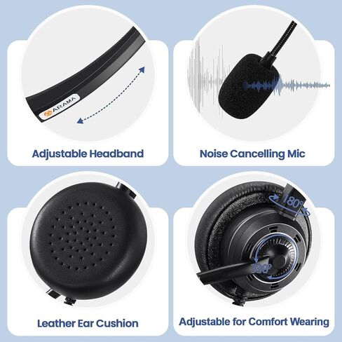 Trucker Bluetooth Headset, V5.0 Noise Cancelling Wireless Headset with Microphone, On Ear Hands-Free Bluetooth Headphone for iPhone Samsung Cell Phone Call Center Home Office Skype in Kuwait