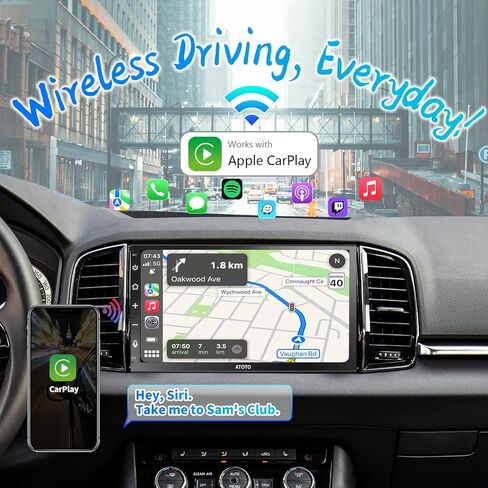 ATOTO F7WE 7 بوصة تعمل باللمس Double DIN ستيريو سيارة، CarPlay لاسلكي وAndroid Auto لاسلكي، أجهزة استقبال فيديو داخل لوحة القيادة، بلوتوث، MirrorLink، HD LRV، التحكم الصوتي، F7G2B7WE in Kuwait