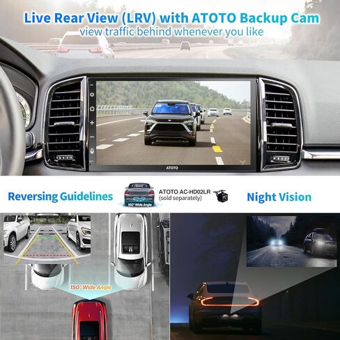 ATOTO F7WE 7 بوصة تعمل باللمس Double DIN ستيريو سيارة، CarPlay لاسلكي وAndroid Auto لاسلكي، أجهزة استقبال فيديو داخل لوحة القيادة، بلوتوث، MirrorLink، HD LRV، التحكم الصوتي، F7G2B7WE in Kuwait