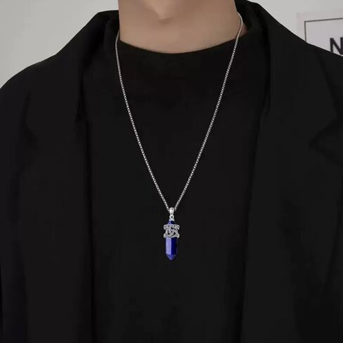 Celtic Knot Necklace 925 Sterling Silver Black Obsidian Irish Triquetra Trinity Knot Pendant Necklace for Men Boy, with Stainless Steel Chain 22''+2'' in Kuwait