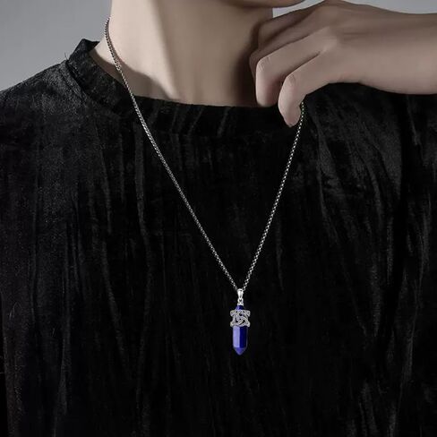 Celtic Knot Necklace 925 Sterling Silver Black Obsidian Irish Triquetra Trinity Knot Pendant Necklace for Men Boy, with Stainless Steel Chain 22''+2'' in Kuwait