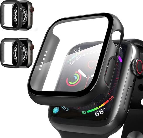 KASORW 2 Pack Case for Apple Watch Series 7 45mm 41mm with Tempered Glass Screen Protector Hard PC Case for All Around Coverage Protective Bumpers Cover for iWatch S7(45mm, Blue) in Saudi Arabia