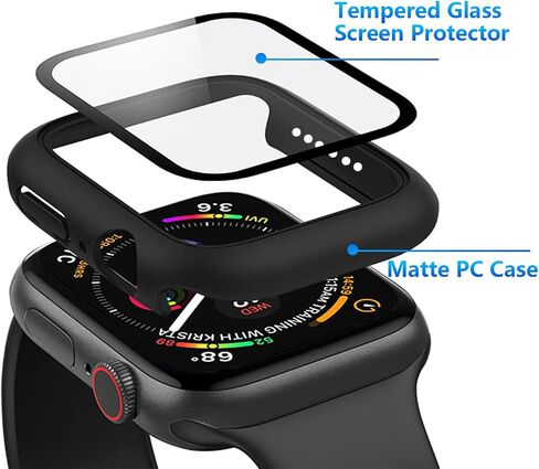 KASORW 2 Pack Case for Apple Watch Series 7 45mm 41mm with Tempered Glass Screen Protector Hard PC Case for All Around Coverage Protective Bumpers Cover for iWatch S7(45mm, Blue) in Saudi Arabia