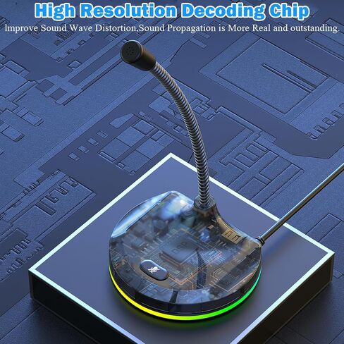 USB Microphone,Desktop Computer Mic with Mute Button and RGB Lighting,Plug&Play Condenser PC Laptop Mics,for Streaming,Podcasting,Conference,Gaming,YouTube/Skype Mic for Mac/Window-Black(M7) in Saudi Arabia