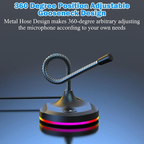 USB Microphone,Desktop Computer Mic with Mute Button and RGB Lighting,Plug&Play Condenser PC Laptop Mics,for Streaming,Podcasting,Conference,Gaming,YouTube/Skype Mic for Mac/Window-Black(M7) in Saudi Arabia