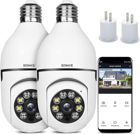 5G Light Bulb Security Camera Wifi Dual Band ,360 degree 1080P Security Camera, Wireless Indoor Camera Full Color,Smart Dome Camera with Auto Tracking, Light Socket Camera Surveillance PTZ Camera in Kuwait
