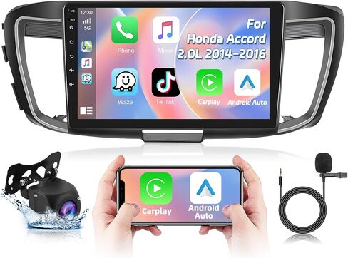 Podofo for Honda Accord 2.0L 2014 2015 2016 Wireless CarPlay Car Stereo Radio with Android Auto 10" Touch Screen Audio with GPS Navigation Mirror Link Bluetooth WiFi RDS Hi-Fi Backup Camera MIC in Saudi Arabia