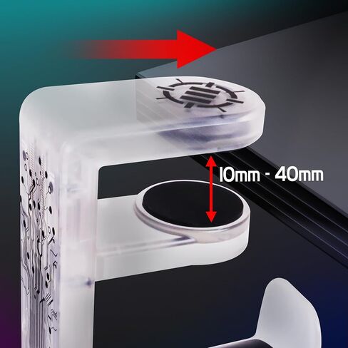 حامل سماعات رأس للألعاب ENHANCE Voltaic 2 PC - حامل سماعة رأس للمكتب، حامل سماعة رأس مع دوران 360 درجة قابل للتعديل، مشبك خطاف لسماعات الرأس تحت المكتب، ملاءمة عالمية، ومنظم كابل مدمج - شفاف in Kuwait