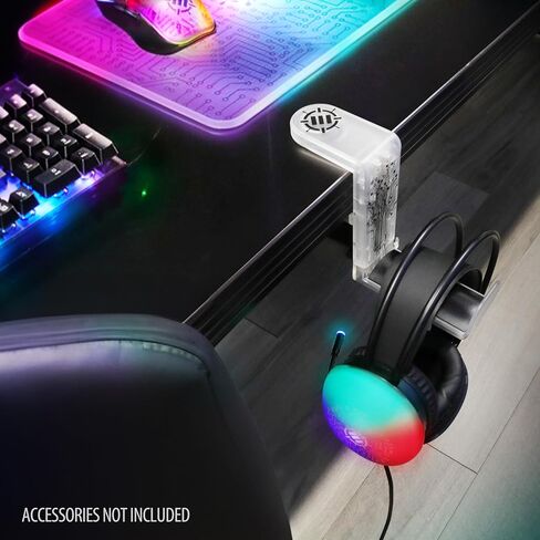 حامل سماعات رأس للألعاب ENHANCE Voltaic 2 PC - حامل سماعة رأس للمكتب، حامل سماعة رأس مع دوران 360 درجة قابل للتعديل، مشبك خطاف لسماعات الرأس تحت المكتب، ملاءمة عالمية، ومنظم كابل مدمج - شفاف in Kuwait
