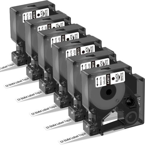 6-Pack Compatible Dymo D1 Label Tape 19mm 45803 45803s S0720830 Label Maker Refills d1, Black on White Ink, 3/4 Inch x 23 Ft(7m), Replace for Dymo LabelManager 360D 420P 450D 500TS 450 Duo Label Maker in Kuwait