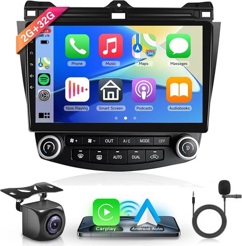 2G+32G Radio for Honda Accord 7th 2003 2004 2005 2006 2007, Rimoody Android 13 Car Stereo 10.1'' Touch Screen Carplay Android Auto Mirror Link GPS WiFi Bluetooth FM/RDS EQ Backup Camera in Saudi Arabia
