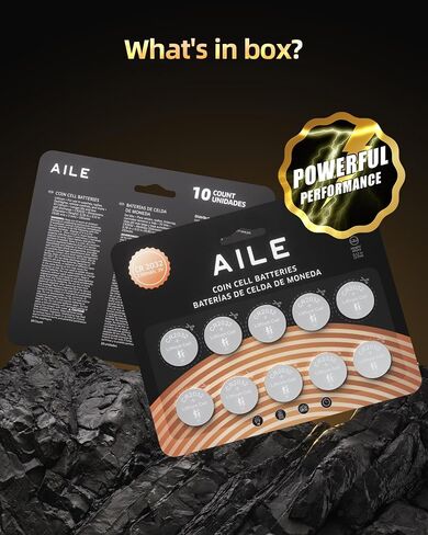 AILE CR2032 Battery for Key Fobs: 3v Coin Batteries 10 Pack Long - Lasting for Remote Controls - Watches - Reliable Performance - Child-Secure Packaging in Saudi Arabia
