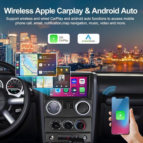 ستيريو سيارة 2G+64G لسيارة Jeep Wrangler 2007-2012 مع CarPlay Andriod Auto 9 بوصة تعمل باللمس وراديو السيارة Android 13 مع نظام ملاحة GPS بلوتوث واي فاي FM RDS كاميرا احتياطية (بابين) in Saudi Arabia
