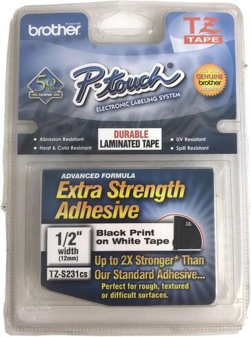 Brother Extra Strength Tape, Black on White, 12mm (TZeS231) in Saudi Arabia
