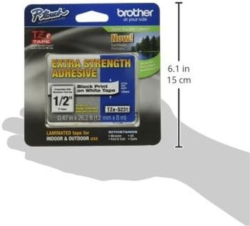 Brother Extra Strength Tape, Black on White, 12mm (TZeS231) in Saudi Arabia