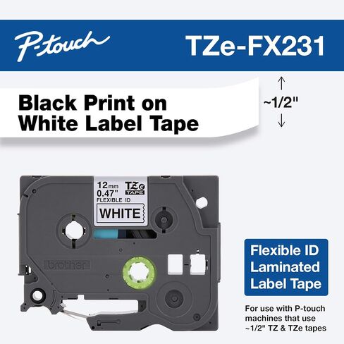 Brother Extra Strength Tape, Black on White, 12mm (TZeS231) in Saudi Arabia