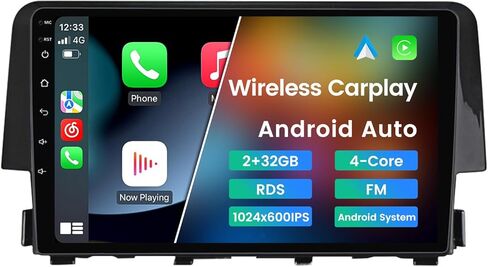 ستيريو راديو السيارة Android 12 لسيارة Honda Civic 2016-2021، Biorunn 9 بوصة 4 النواة سلكية لاسلكية للسيارة، تشغيل Android Auto GPS Navigation IPS شاشة تعمل باللمس BT FM RDS وحدة الرأس، 2 جيجا رام 32 جيجا روم in Kuwait