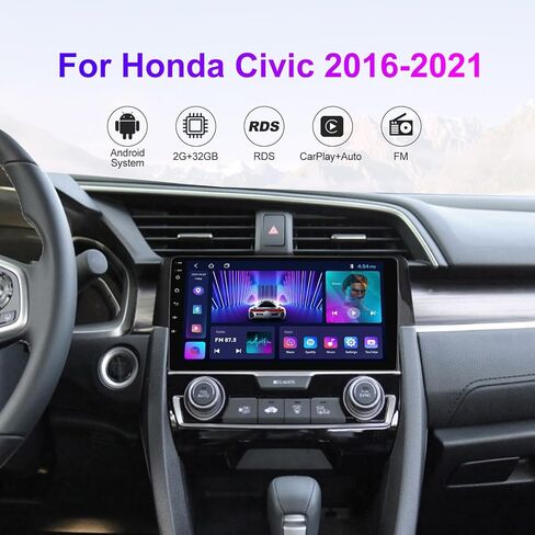 ستيريو راديو السيارة Android 12 لسيارة Honda Civic 2016-2021، Biorunn 9 بوصة 4 النواة سلكية لاسلكية للسيارة، تشغيل Android Auto GPS Navigation IPS شاشة تعمل باللمس BT FM RDS وحدة الرأس، 2 جيجا رام 32 جيجا روم in Kuwait