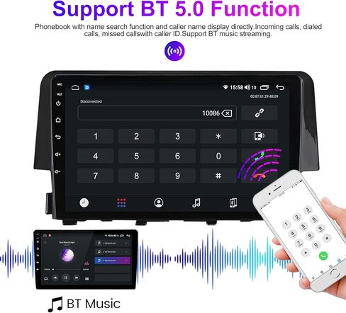 ستيريو راديو السيارة Android 12 لسيارة Honda Civic 2016-2021، Biorunn 9 بوصة 4 النواة سلكية لاسلكية للسيارة، تشغيل Android Auto GPS Navigation IPS شاشة تعمل باللمس BT FM RDS وحدة الرأس، 2 جيجا رام 32 جيجا روم in Kuwait
