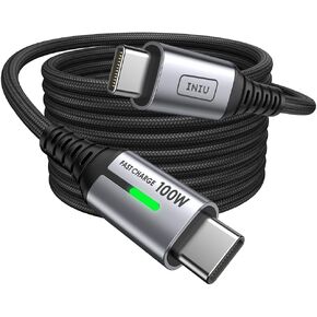 USB C Charger Cable, INIU 100W PD 5A Fast Charging USB C to USB C Cable [6.6ft], Nylon Braided Type C to Type C Cable for iPhone 15/15 Pro/15 Plus/15 Pro Max, Samsung S22 S21, iPad Pro MacBook Pro etc in Kuwait