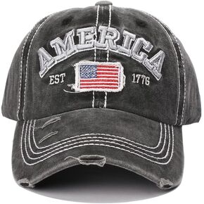 America USA Eagles Flag Est 1776 Cap Hat-Breathable Ball Cap Baseball Cap Adjustable Size for Men and Women Embroidered (Black)
