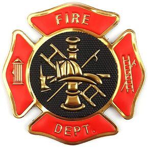 Chrome Trimmed Morale Patch - Fire Department 3"x3"- Red/Black/Gold