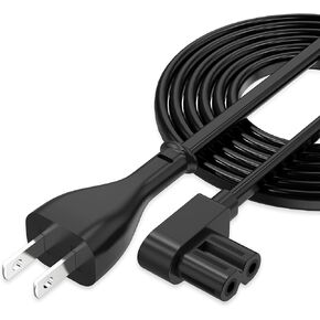 AGVEE 12ft TV Power Cord, 90 Degree Angled L-Shaped UL Listed 2-Prong AC Power Cable IEC C7 C8 Compatible with Samsung LG Sony Insignia Apple TV LCD LED, Vizio Roku JBL Partybox, Black