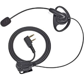 HYS 2 Way Radio Earpiece with PTT/Mic, 2 Pin D-Type Walkie Talkie Earpiece with Swivel Boom Microphone for Baofeng 888S UV-5R UV-82 Retevis H-777 RT21 RT22 Kenwood Two Way Radios