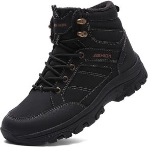 ASHION Mens Snow Boots Barefoot Winter Shoes Hiking Footwear Fur Lined Warm Ankle Boots Zero Drop Sole Comfortable Outdoor Walking Shoes Booties