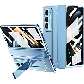 Case for Samsung Galaxy Z Fold 6 2024, One-Piece Housing Z Fold 6 Case with Kickstand and Screen Protector, Full Protection (Rose Gold)
