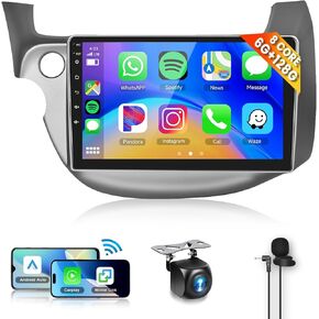 8Core 6+128G Car Stereo for Honda Fit 2008-2013 Wireless Carplay Android Auto,10.1 inch 1280 * 720P IPS Touch Screen Radio,Android13/GPS/WiFi/32EQ DSP/59UI/Bluetooth5.0/SWC/Backup Camera&Mic