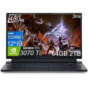 Alienware X17 R2 Gaming Laptop (17.3" 480Hz FHD, Intel 12th Gen Core i9-12900H, 64GB DDR5 RAM, 2TB SSD, NVIDIA GeForce RTX 3070 Ti 8GB) RGB Backlit, WiFi 6E, Thunderbolt 4, Win 11 Home, Black