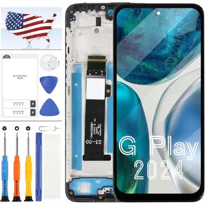 for Motorola Moto G Play 2024 Screen Replacement for Moto G Play Gen 3 LCD Display Touch Screen Digitizer Assembly with Frame Repair Kits XT2413 XT2413-1 XT2413-2 XT2413V 6.5"