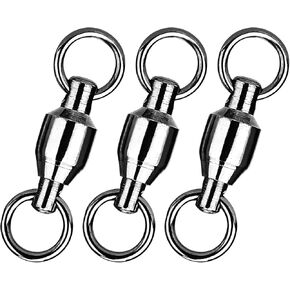 Atibin Connector Ball Bearing Swivel Saltwater Barrel Rings Fishing Swivel Bearing Strength Saltwater Fishing Swivels Steel Black Nickel