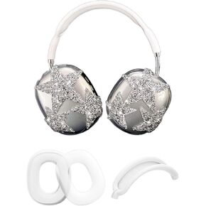 [3 in 1] Case Cover for AirPod Max, Clear TPU Cute Protective Ear Cups Covers, Silicone Earpad Headband Covers for Women Compatible for Apple AirPods Max Headphones,Leopard