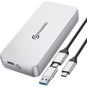 PHIXERO 40Gbps Thunderbolt Enclosure Adapter, Aluminum Thunderbolt SSD Enclosure, Triple Heat Dissipation M.2 Enclosure, USB 4.0 to M-Key 2280 NVME PCIE SSD External Enclosure, NVME Enclosure, Sliver