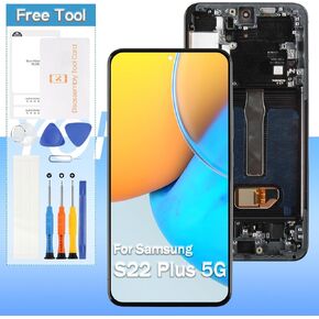 OLED for Samsung Galaxy S22 Plus 5G Screen Replacement SM-G906U, SM-G906A, SM-G906W 6.6" LCD Display Touch Digitizer Assembly with Tools | US Version | Black with Frame