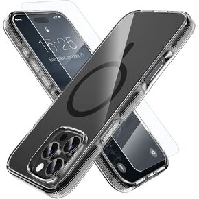 MILPROX Compatible with iPhone 16 Pro Max Case - with Screen Protector - Compatible with MagSafe - Magnetic Clear Trasparent Design - Non Yellowing Anti Slip - All PC Protective Phone Cover - Pink